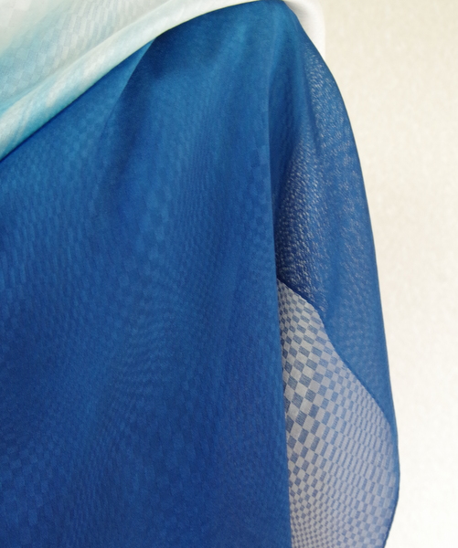 This is JAPAN 市松模様の藍染めストール | 【絽紗】絽と紗のシルクストール・シルクマスク